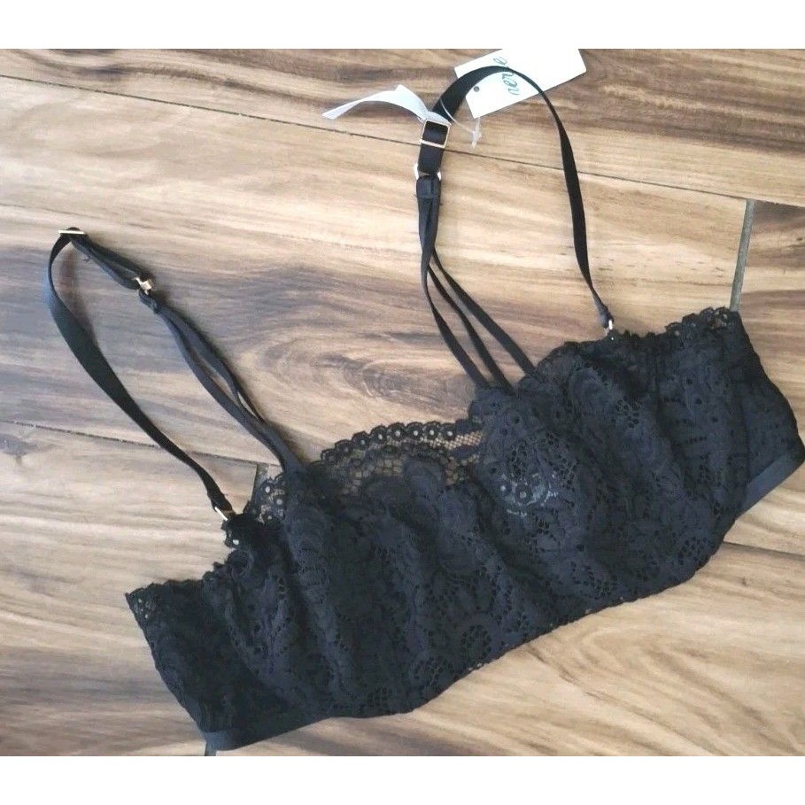 Aerie Real Power Far Out Lace Bra Size 32b Black Lace Underwire Sheer Nwt